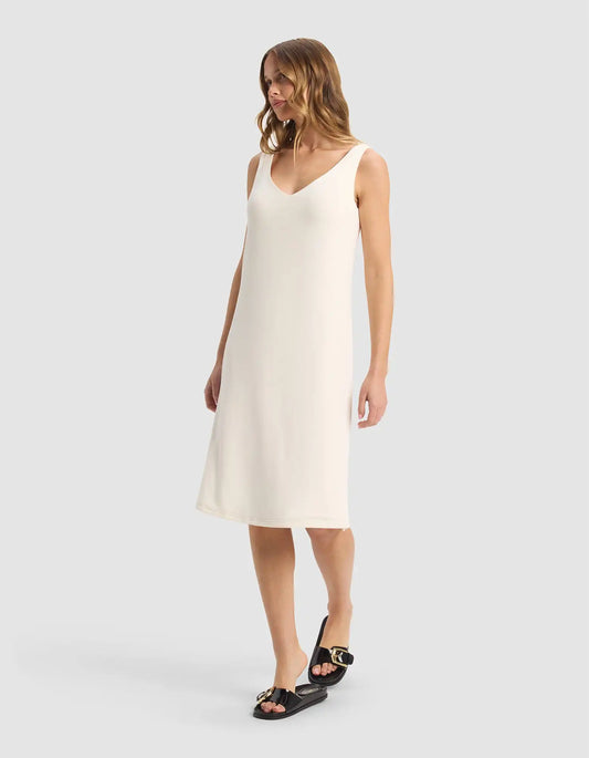 Women’s Bamboo Rib-Knit V-Neck Tank Lounge Dress